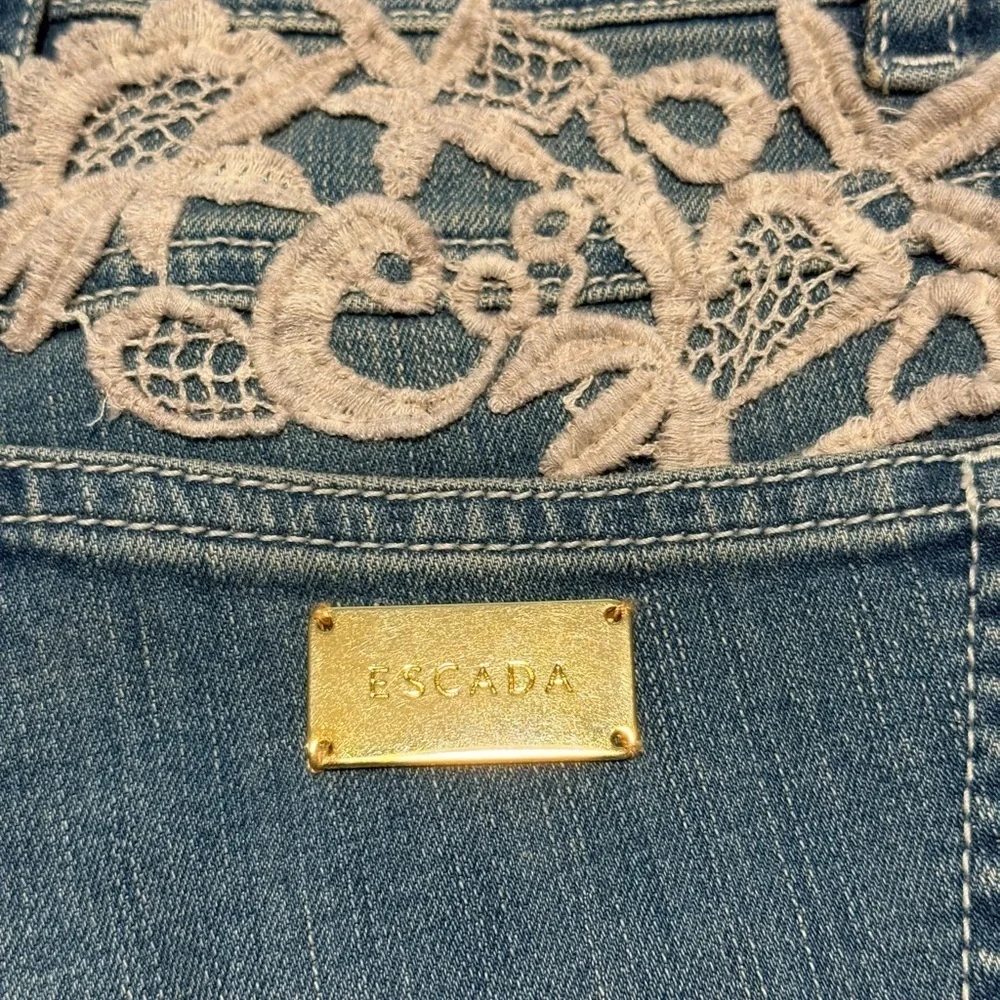 Escada Blue Jeans with Cream Lace Accent EU 36/S